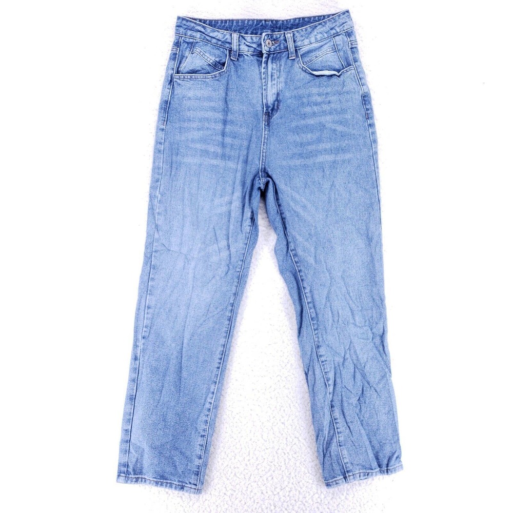 Shein Jeans Denim Cotton Womens SZ M Blue Straight Stretch VTG Mid Rise Slim 90s